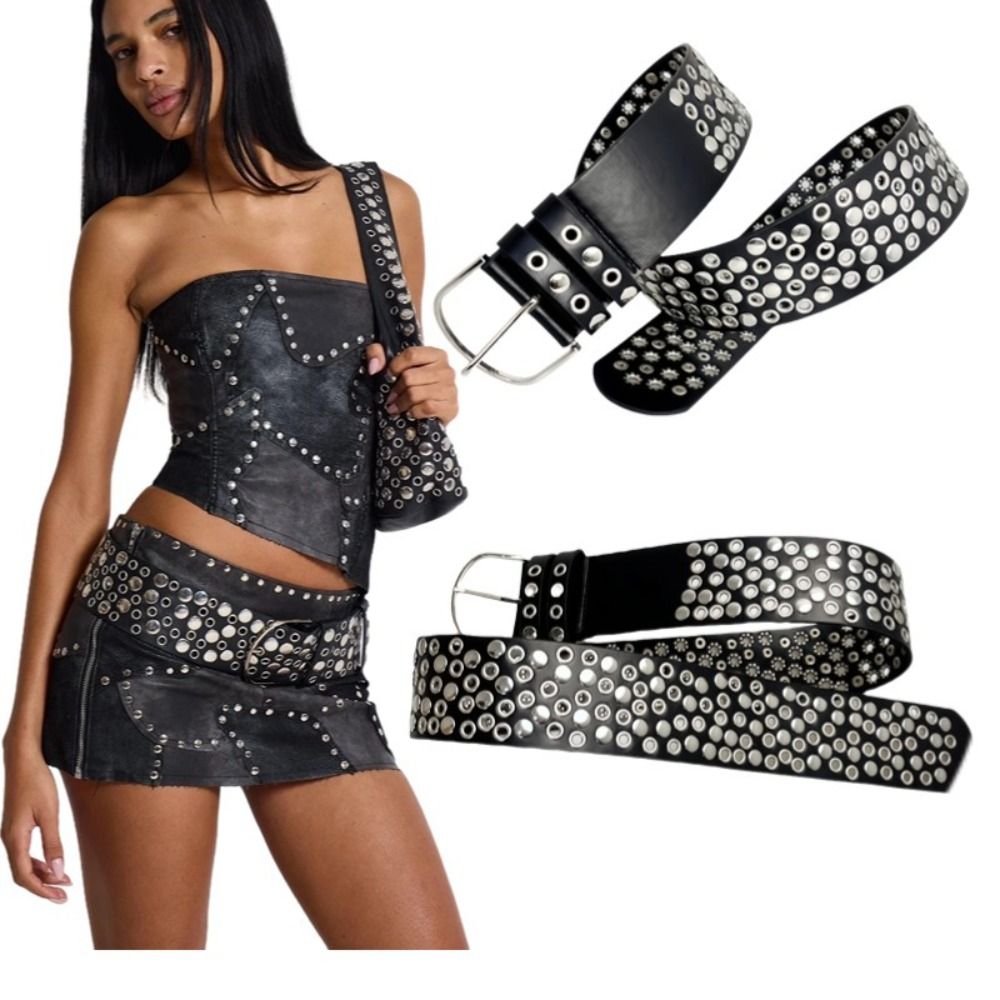 Streetwear Brand Belts - Punk Hollow Eyelet Rivet Belt Luxury