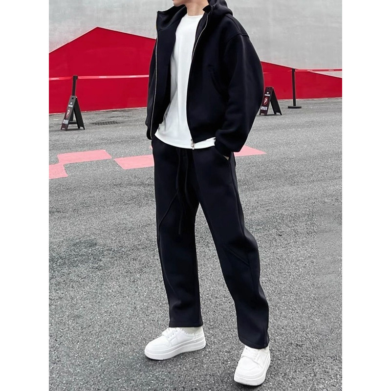 Streetwear Brand Hoodies - Men's Fleece Lined Sportswear Set Casual