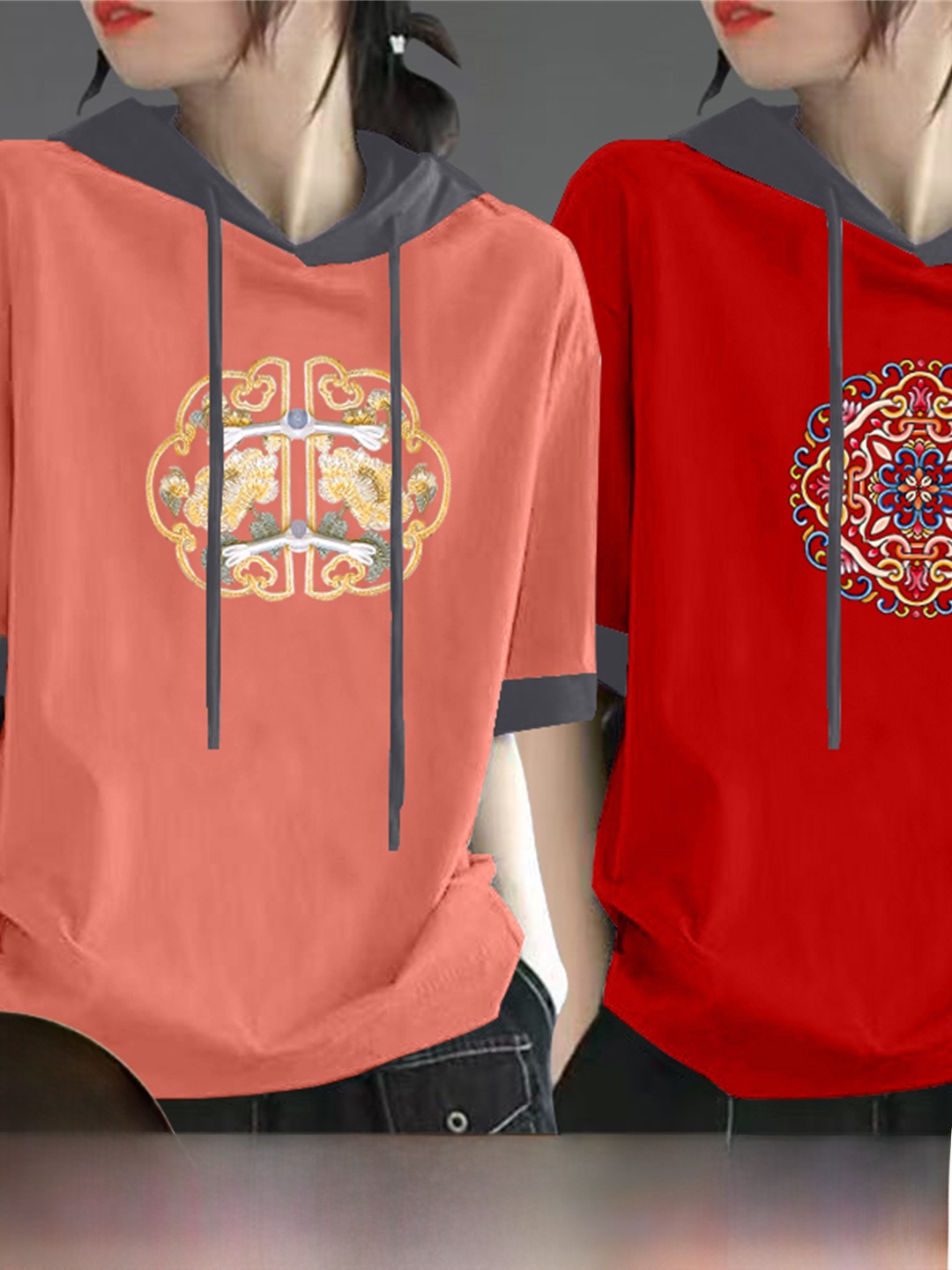 Red Pure Cotton Short Sleeve T - Streetwear Brand Hoodies 评论和价格