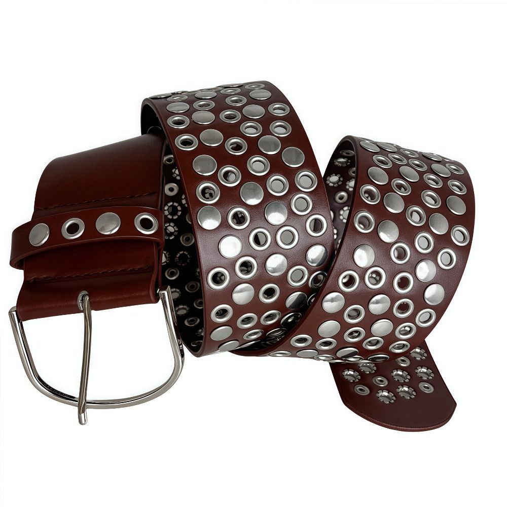 Punk Hollow Eyelet Rivet Belt  - Streetwear Brand Belts 评论和价格
