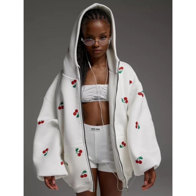 Women's Cherry Printed Sweatsh - Streetwear Brand Hoodies 评论和价格