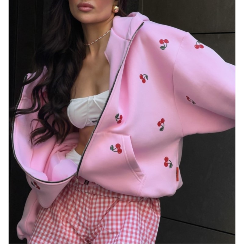 Women's Cherry Printed Sweatsh - Streetwear Brand Hoodies 评论和价格
