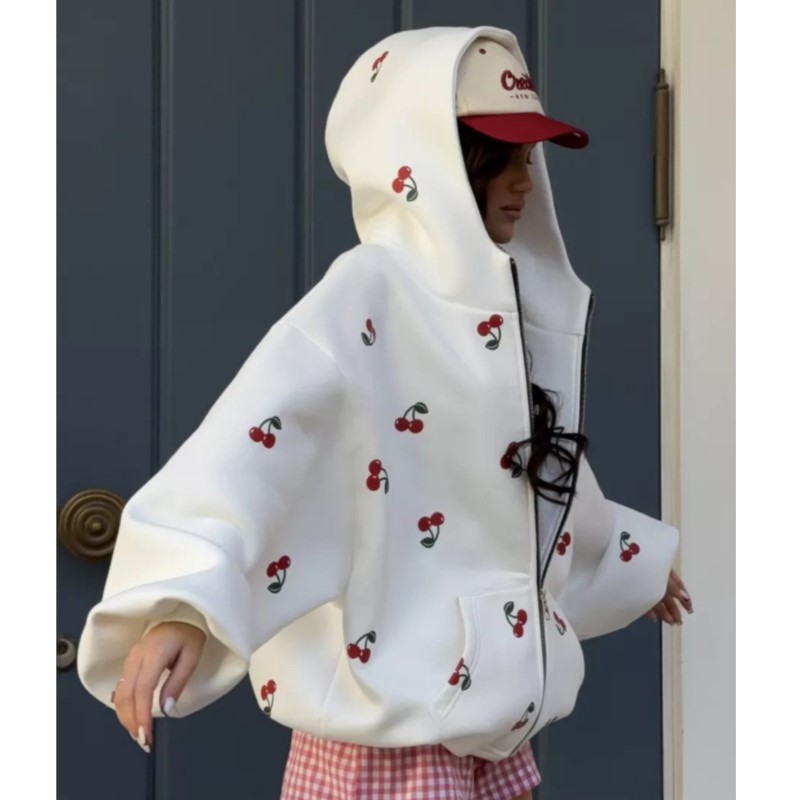 Women's Cherry Printed Sweatsh - Streetwear Brand Hoodies 评论和价格