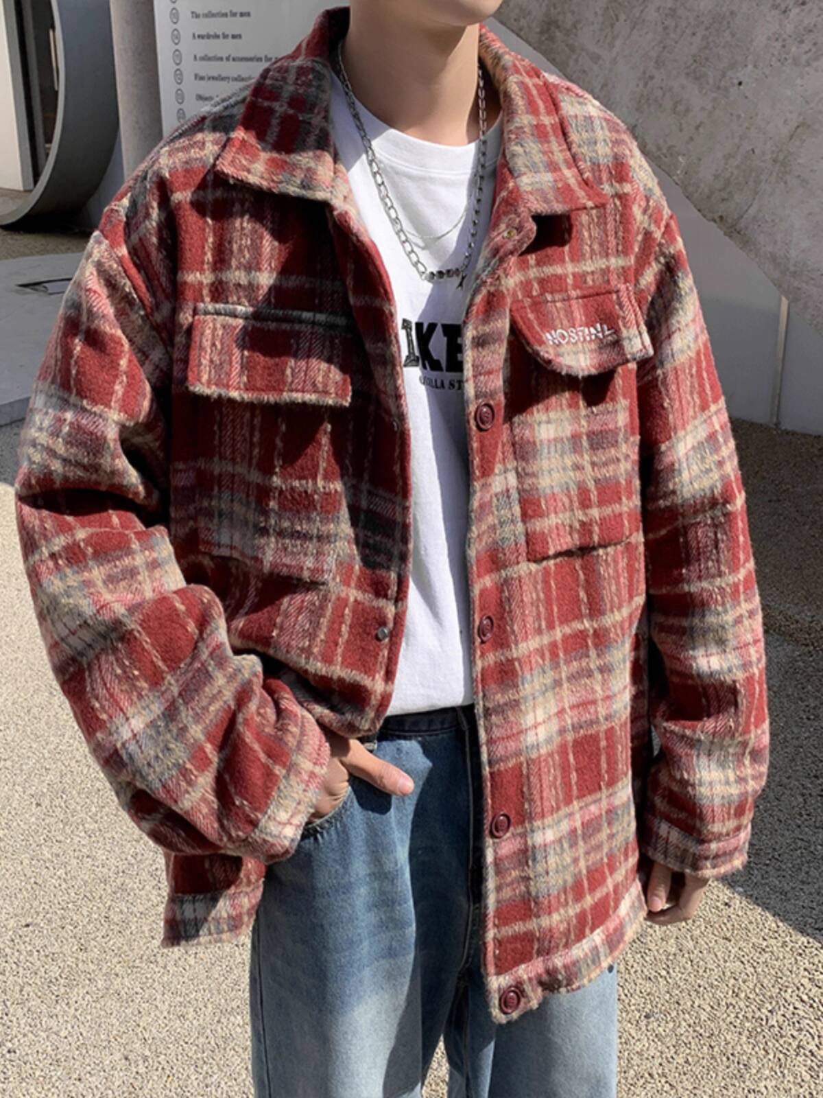 Men's Thick Shirts Jacket Autu - Streetwear Brand England 评论和价格