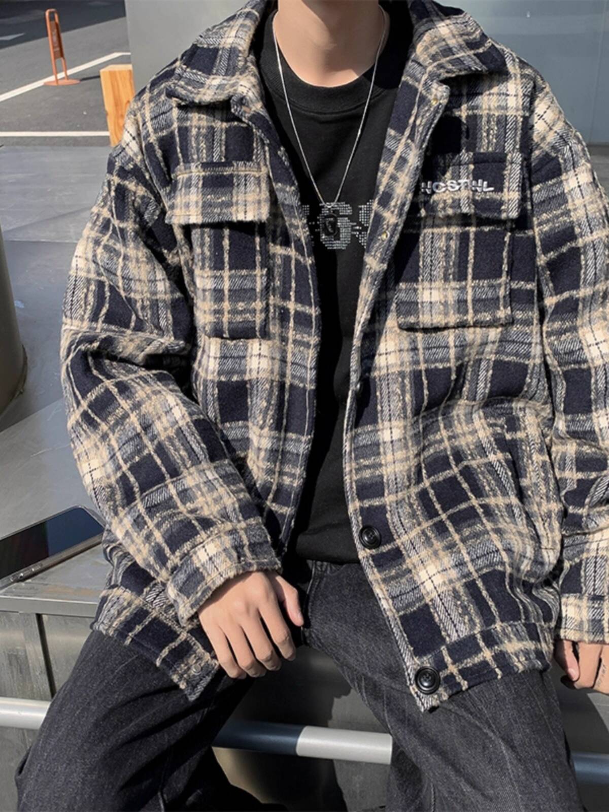 Men's Thick Shirts Jacket Autu - Streetwear Brand England 评论和价格